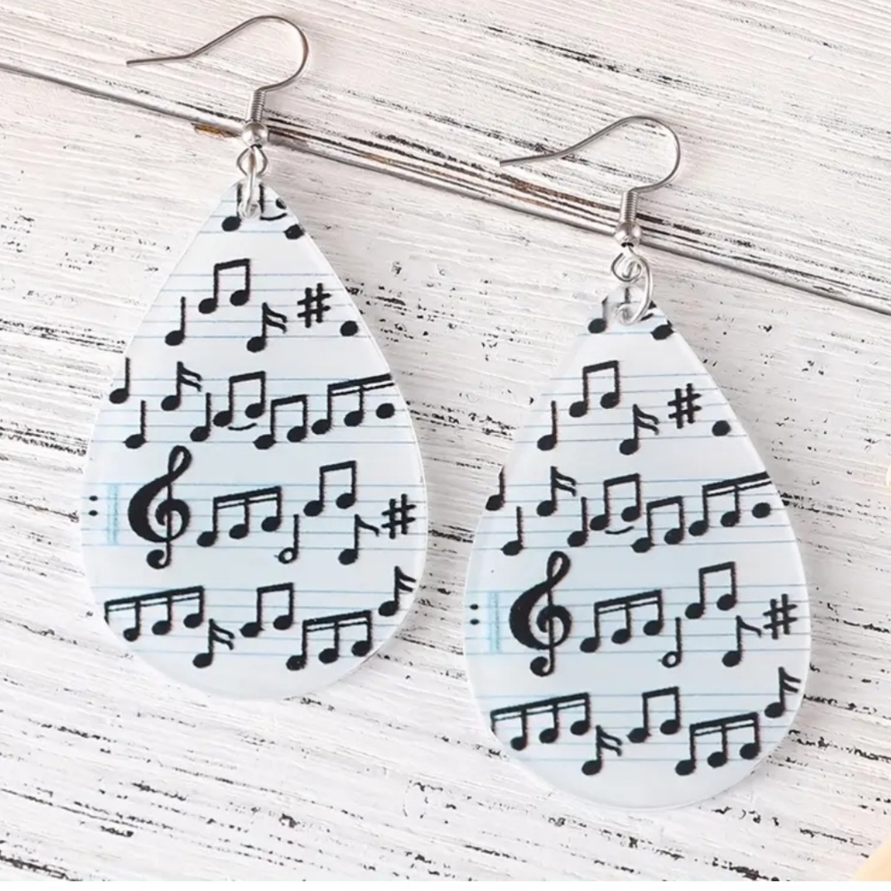 Musical Note Teardrop Earrings